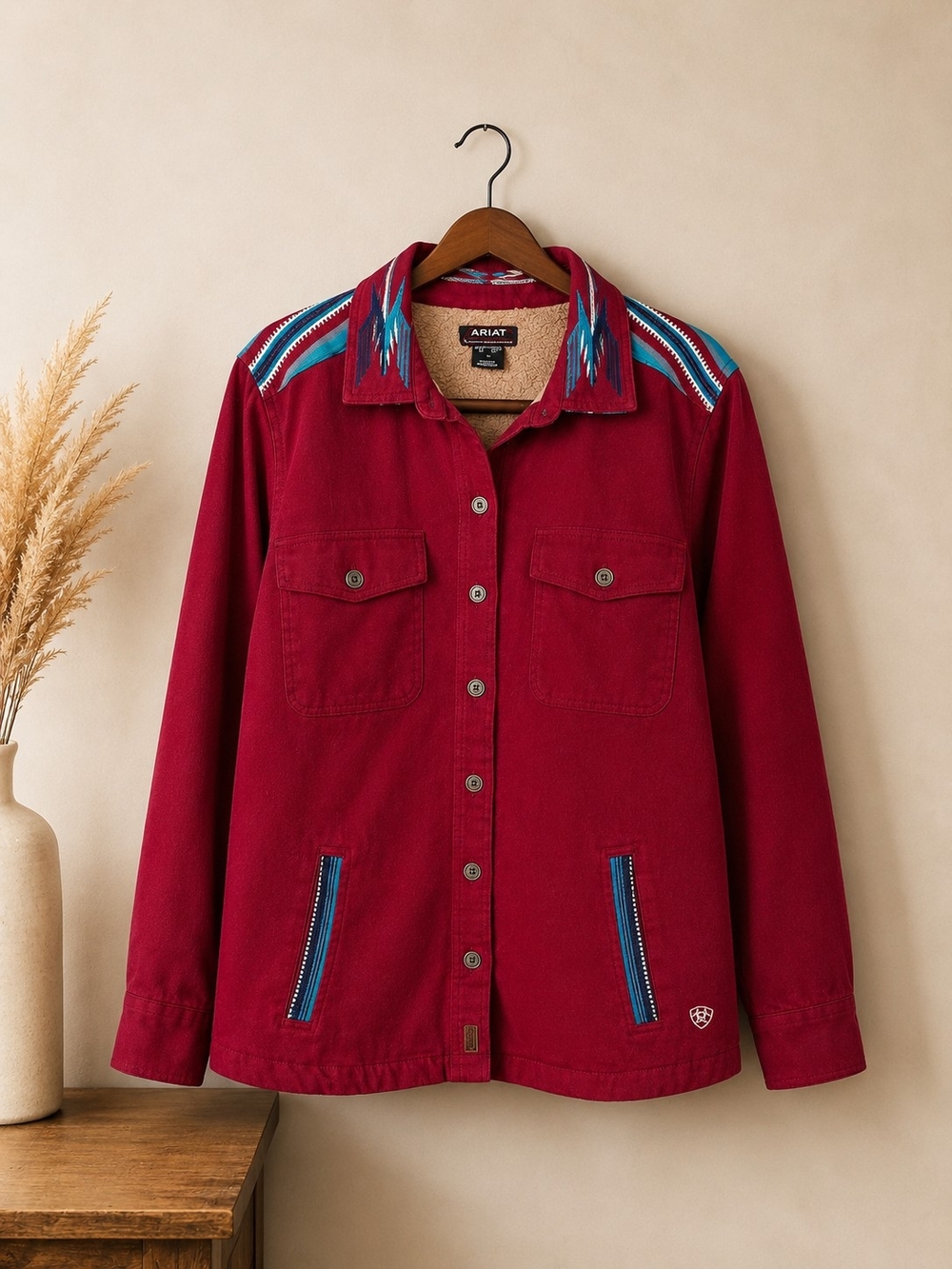 Ariat Southwestern Sherpa Lined Shacket Women's XL